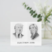 Trump und Hillary Pencil Portraits, Wahl 2016 Postkarte (Stehend Vorderseite)