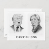 Trump und Hillary Pencil Portraits, Wahl 2016 Postkarte (Vorne/Hinten)