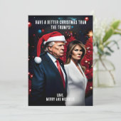 Trump und Melania Bad Christmas Feiertagskarte (Stehend Vorderseite)