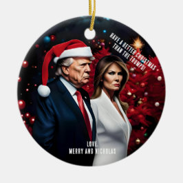 Trump und Melania Bad Christmas Keramik Ornament