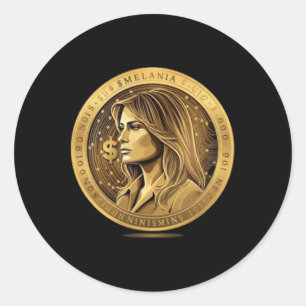 Trump und Melania Währung startet Meme Coin Trum Runder Aufkleber