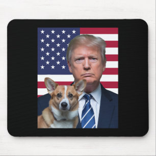 Trump und Pembroke Welsh Corgi Hund Usa-Flagge Ele Mousepad
