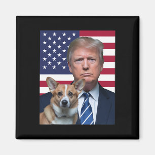Trump und Pembroke Welsh Corgi Hund USA-Flagge Wah Magnet
