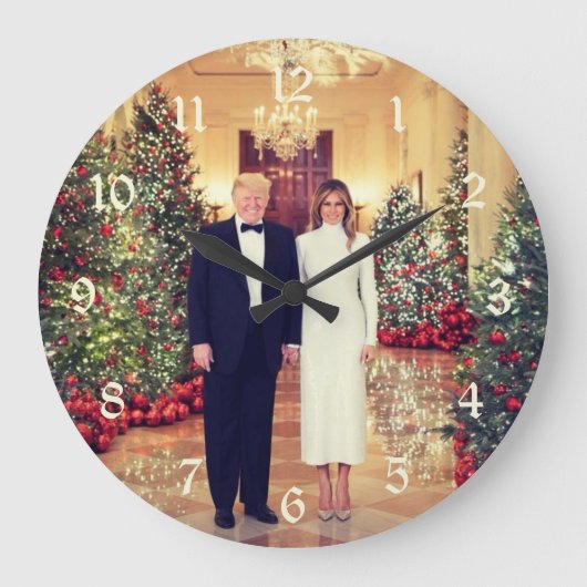 Trump US-Präsident White House Weihnachten Grosskl Große Wanduhr (Vorderseite)