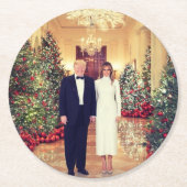 Trump US-Präsident White House Weihnachten Runder Pappuntersetzer (Vorderseite)