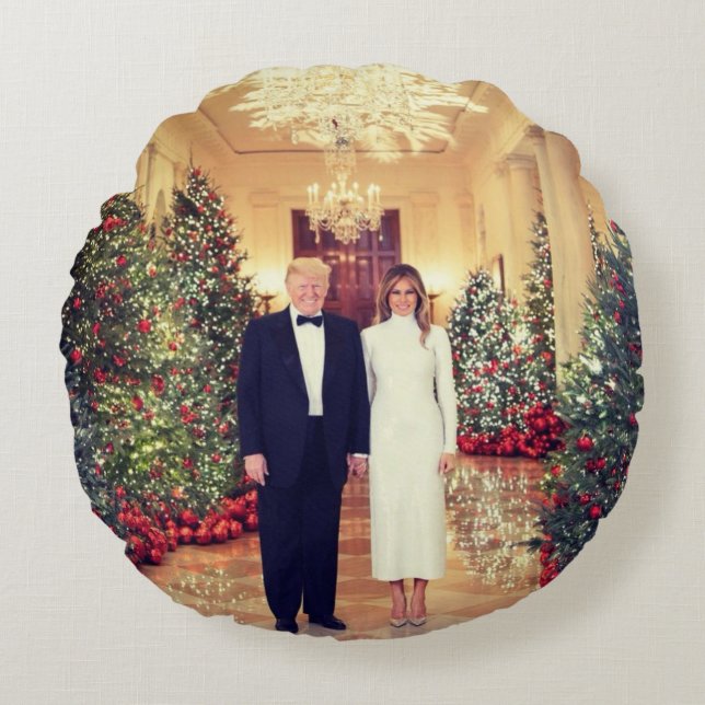 Trump US-Präsident White House Weihnachten Rundes Kissen (Vorderseite)