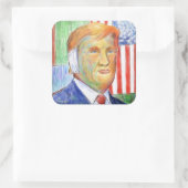 Trump Van Gogh Quadratischer Aufkleber (Tasche)