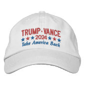 Trump Vance 2024 bringt Amerika zurück zum Patriot Bestickte Baseballkappe (Vorderseite)