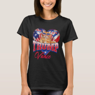 Trump Vance 2024 Cat Heart US Politischer Präsiden T-Shirt