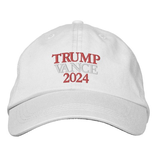 TRUMP VANCE 2024 FRAUEN'S ADJUSTABLE CAP - WEISS BESTICKTE BASEBALLKAPPE (Vorderseite)