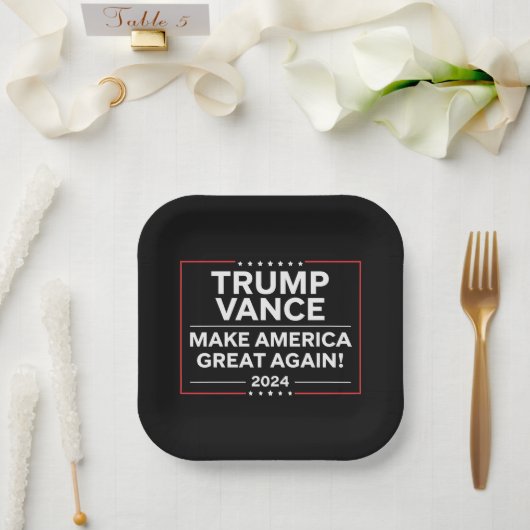 Trump Vance 2024 Präsident JD Vance Vice MAGA Pappteller (Hochzeit)