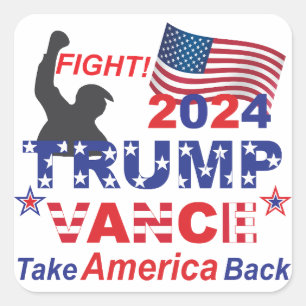 TRUMP VANCE 2024 QUADRATISCHER AUFKLEBER