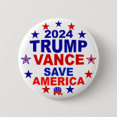 Trump Vance 2024 Rettete Amerika Button (Vorderseite)