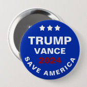 Trump Vance 2024 Rettete Amerika Button (Vorne & Hinten)