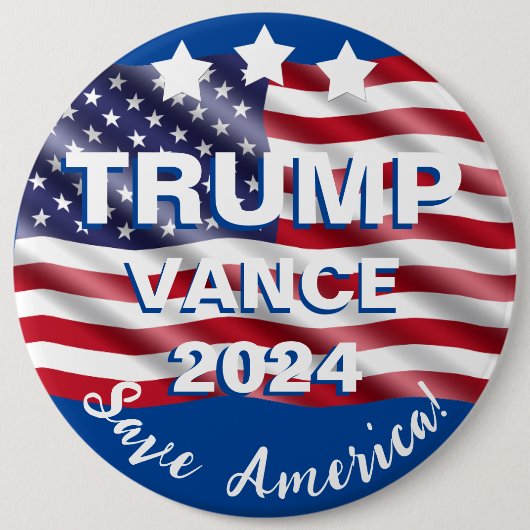 Trump Vance 2024 Rettete Amerika-Flagge Button (Vorderseite)