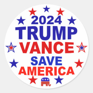 Trump Vance 2024 Rettete Amerika Runder Aufkleber