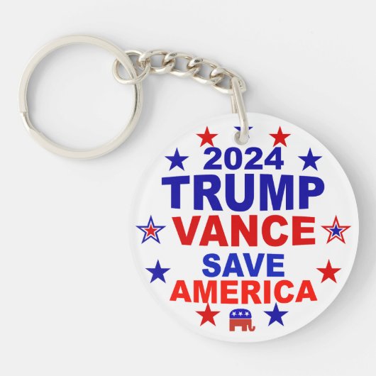 Trump Vance 2024 Rettete Amerika Schlüsselanhänger (Vorderseite)