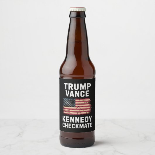 Trump Vance 2024 Trump Vance Kennedy Checkmate Bierflaschenetikett (Vorderseite)