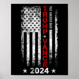 Trump Vance 2024 US-Flagge Vintag - Amerika Bac ne Poster