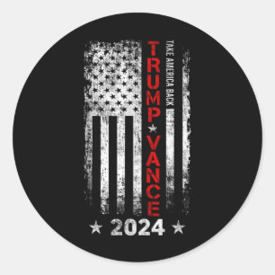 Trump Vance 2024 US-Flagge Vintag - Amerika Bac ne Runder Aufkleber