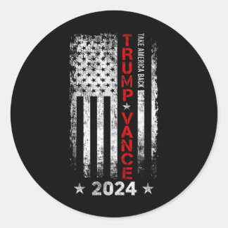 Trump Vance 2024 US-Flagge Vintag - Amerika Bac ne Runder Aufkleber