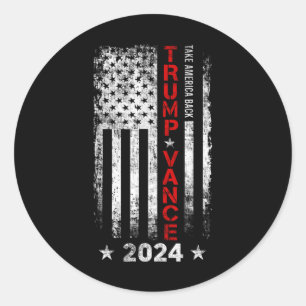Trump Vance 2024 US-Flagge Vintag - Amerika Bac ne Runder Aufkleber