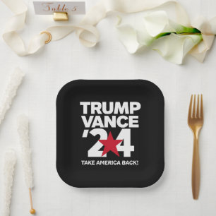 Trump Vance 2024 Wählen Sie Trump 2024 Wahl Pappteller