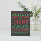 Trump Vance Election Ugly Christmas Sweater Postkarte (Stehend Vorderseite)