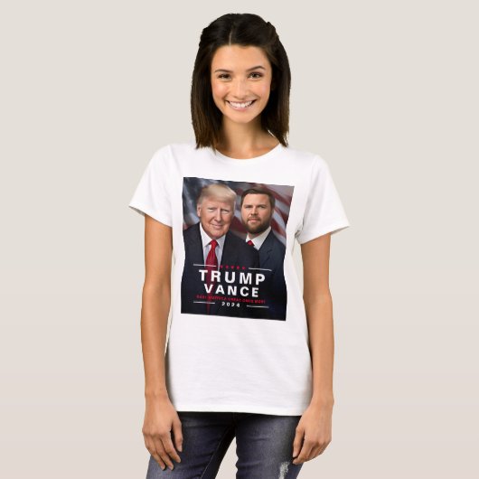 Trump Vance Foto 2024 Präsidentschaftskampagne T-Shirt (Vorne ganz)