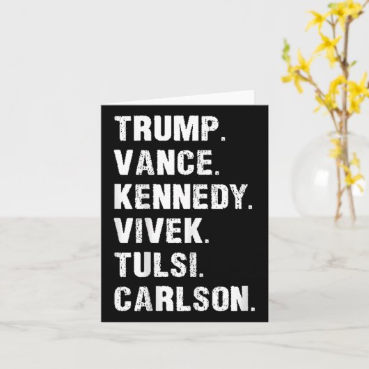 Trump Vance Kennedy Vivek Tulsi Carlson Karte (Gelbe Blume)