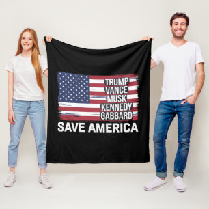 Trump Vance Musk Kennedy Gabbard 2024 Rette Amerik Fleecedecke
