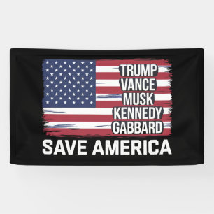 Trump Vance Musk Kennedy Gabbard 2024 Rettete Amer Banner