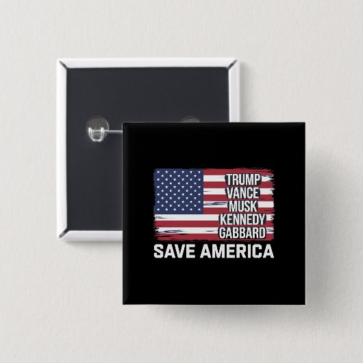 Trump Vance Musk Kennedy Gabbard 2024 Rettete Amer Button (Vorne & Hinten)