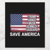 Trump Vance Musk Kennedy Gabbard 2024 Rettete Amer Weinetikett (Einzelnes Label)