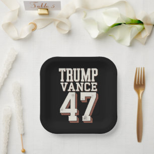 Trump Vance Präsident Vintage Trump Gewinnt Pappteller