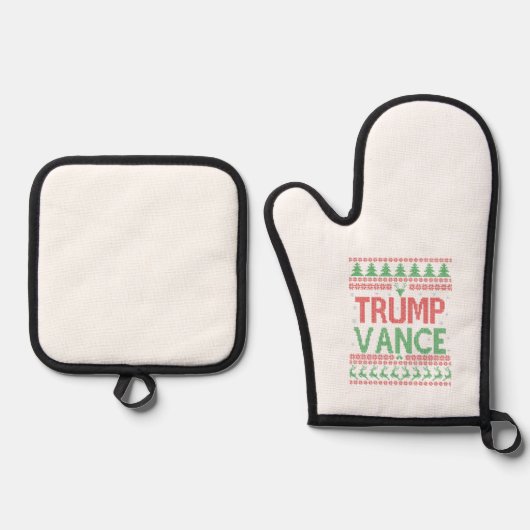 Trump Vance Republikaner Ugly Christmas Sweater Xm Ofenhandschuh & Topflappen-Set (Vorderseite)