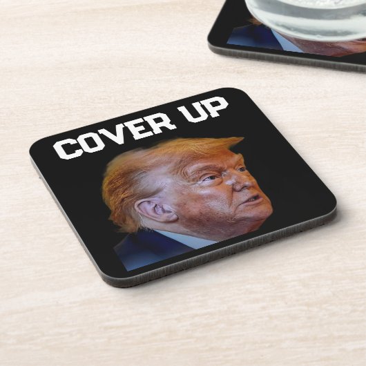 Trump Vertuschungs-Bierdeckel Getränkeuntersetzer (Linke Seite)