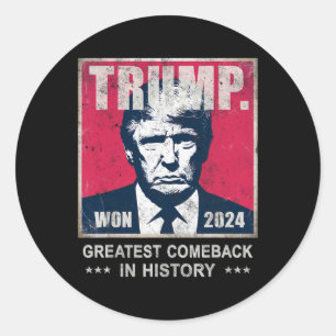 Trump We Won 2024 Bester Comeck in History Daddy Runder Aufkleber