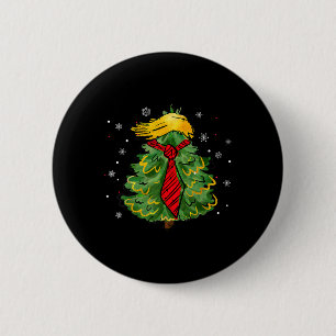 Trump Weihnachten USA Lustig Trump Haar Baum Hässl Button