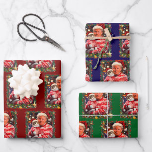 Trump Weihnachtskatze hässliches Weihnachtspapier Geschenkpapier Set