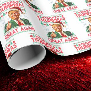 Trump Weihnachtsmann Hut Trump macht Weihnachten Geschenkpapier