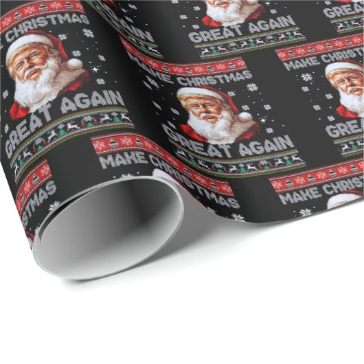 Trump Weihnachtsmann macht Weihnachten wieder groß Geschenkpapier (Rolleneckpunkt)