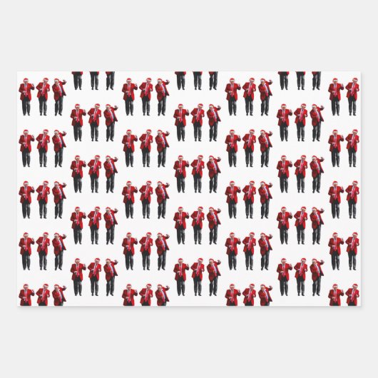 Trump Weihnachtsmannmütze Dance Christmas Black Wh Geschenkpapier Set (Vorderseite)