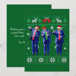 Trump Weihnachtsmannmütze Dance Green Weihnachtska Feiertagskarte
