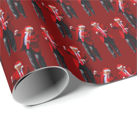 Trump Weihnachtsmannmütze Dance Weihnachten | Trum Geschenkpapier (Rolleneckpunkt)