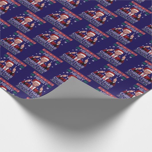 Trump Weihnachtsmannmütze Frohe Weihnachten Ugly S Geschenkpapier (Ecke)