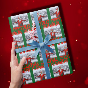 Trump-Weihnachtsmannmütze Ich bin zu Weihnachten Geschenkpapier