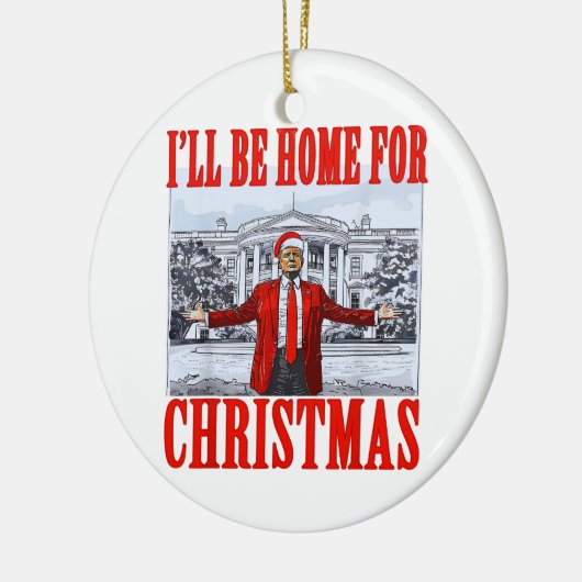 Trump-Weihnachtsmannmütze | Ich bin zu Weihnachten Keramik Ornament (Links)