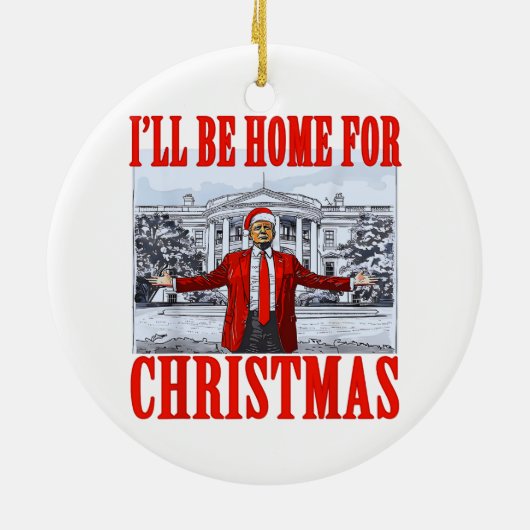 Trump-Weihnachtsmannmütze | Ich bin zu Weihnachten Keramik Ornament (Hinten)