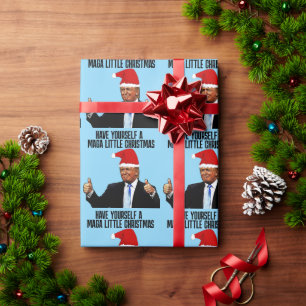 TRUMP-WEIHNACHTSMANNMÜTZE, MAGA WENIG CHRISTMAS GESCHENKPAPIER